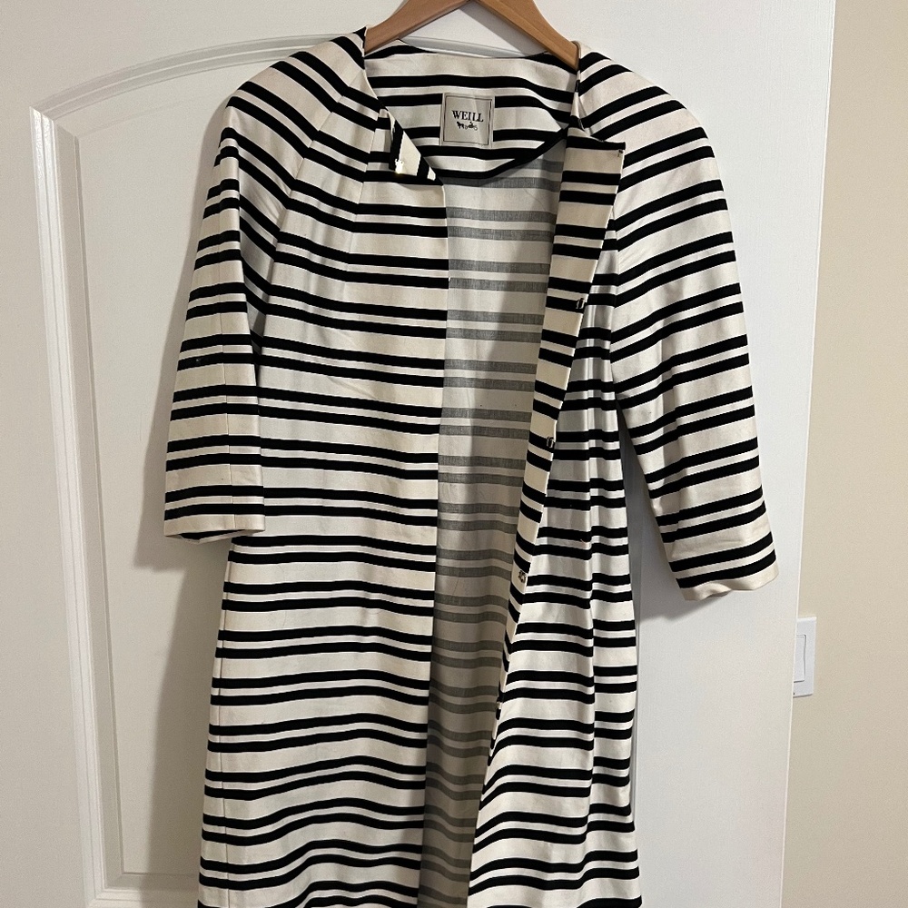 Weill Black White Stripes Blazer Jacket